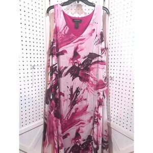 Ashley Stewart Plus Size‎ Sleeveless V Neck Floral Print Midi Dress 18/20